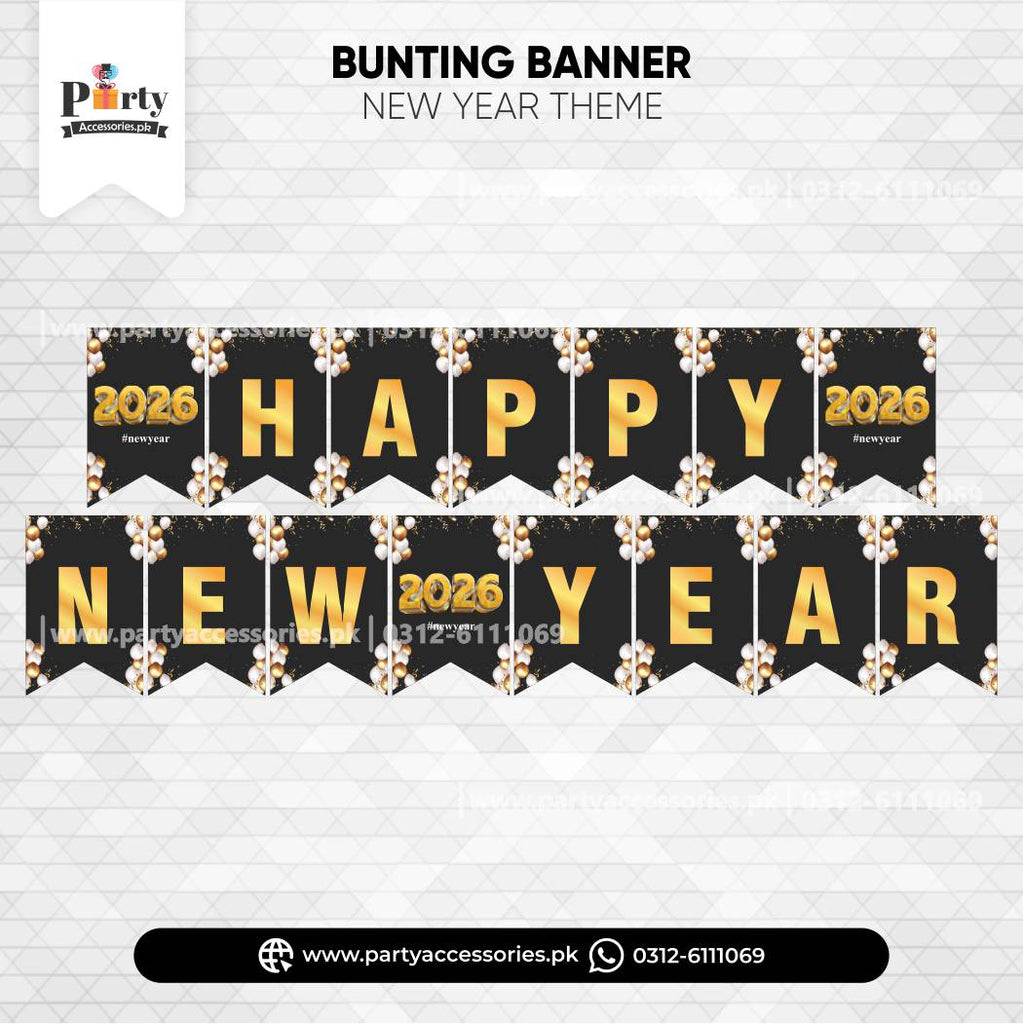 2026 Happy New Year Wall Bunting Banner