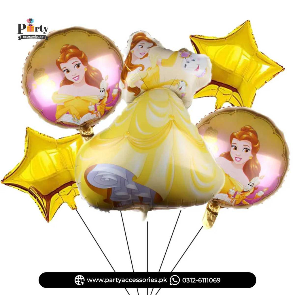 Belle Disney Princess Birthday Party Exclusive Foil Balloons Set of 5 pcs