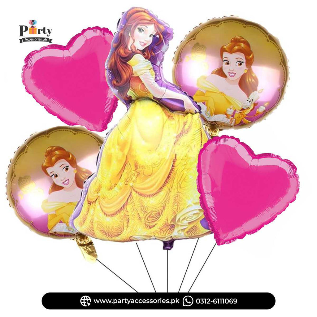 Disney Princess Belle Birthday Party Exclusive Foil Balloons Set of 5 pcs