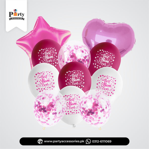 Best Mom Ever Printed Latex with Foil Balloons for Mother's day Decoration