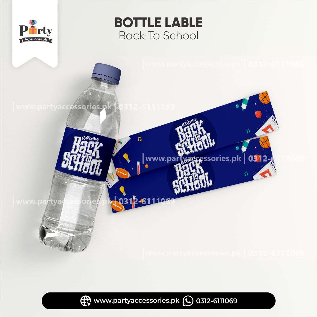 Back to school bottle label wraps (pack of 6) for table decoration