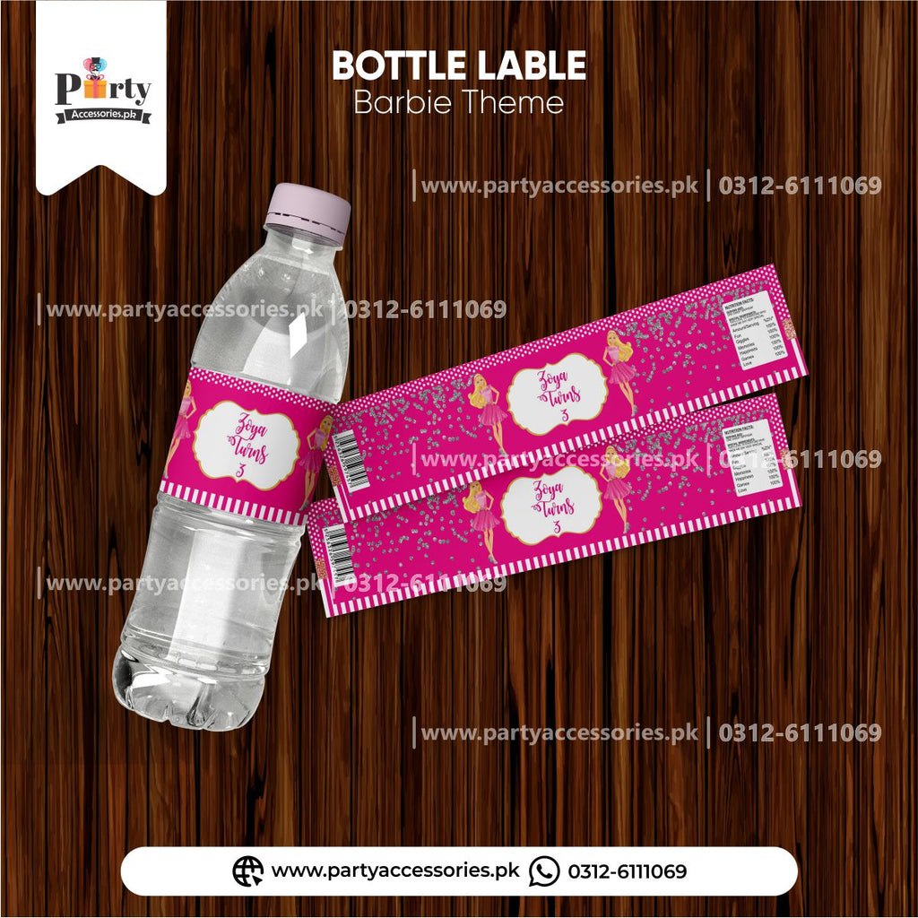 Barbie Doll Customized bottle label wraps for table decoration pinterest ideas 