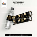 happy birthday bottle label wraps in black 