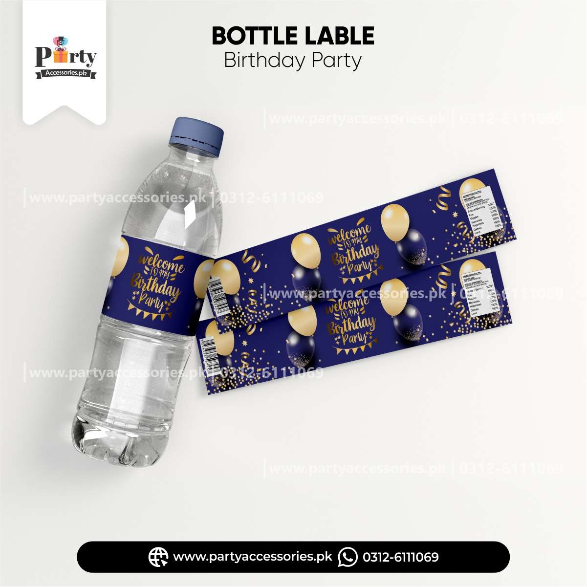 blue bottle labels wraps for birthday party 