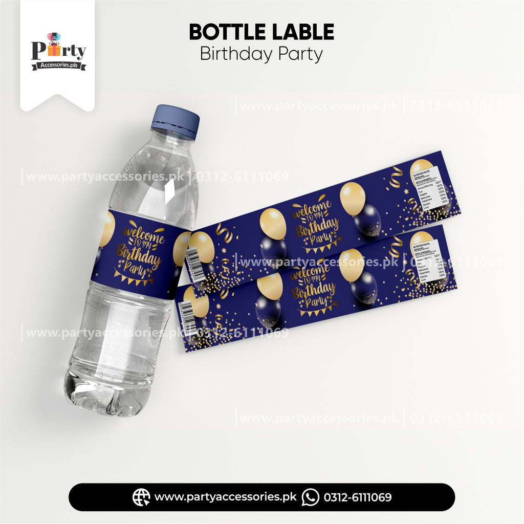 blue bottle labels wraps for birthday party 