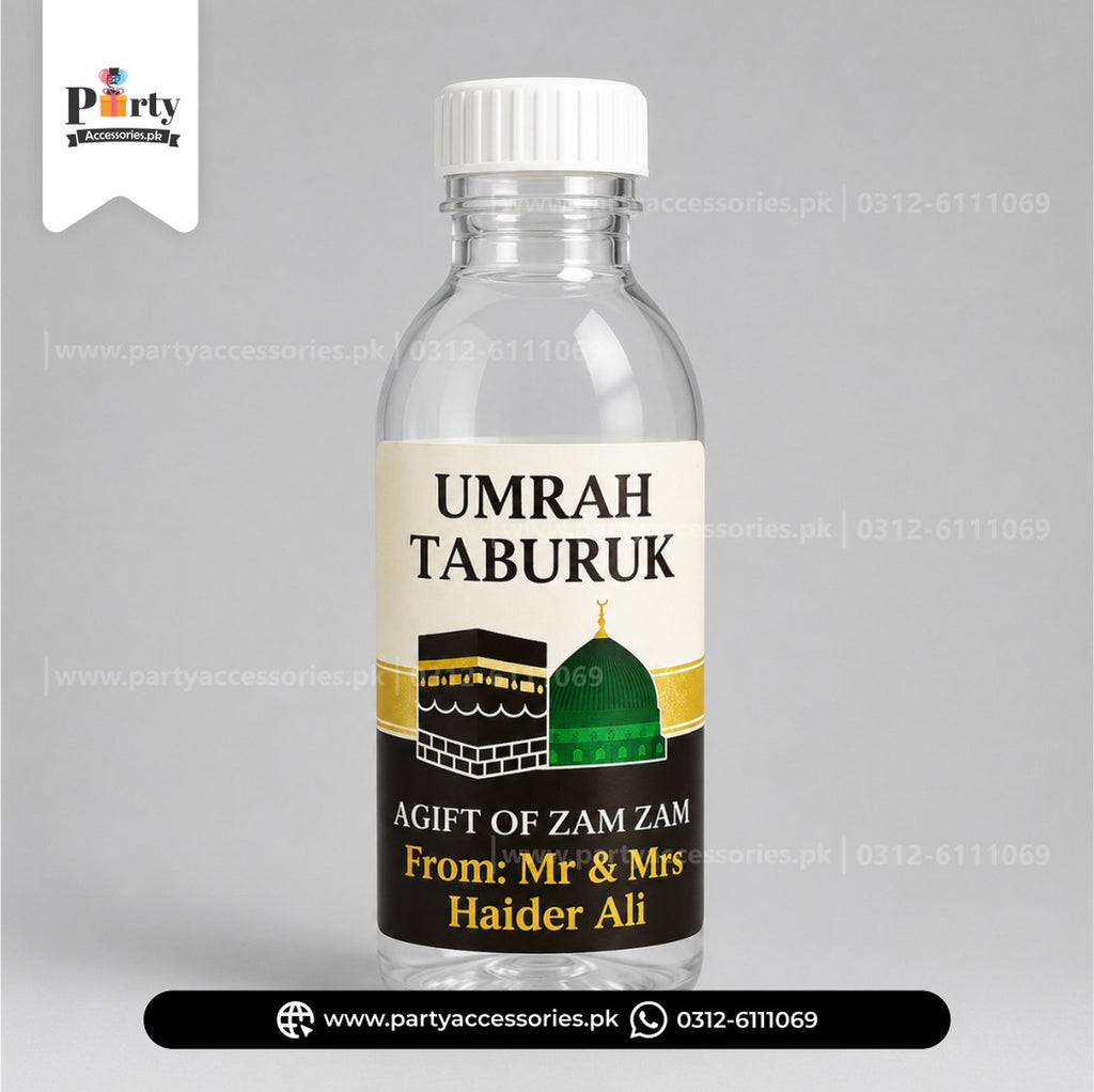 Umrah Tabaruk | Customized Zam Zam bottle with lables | pack of 6