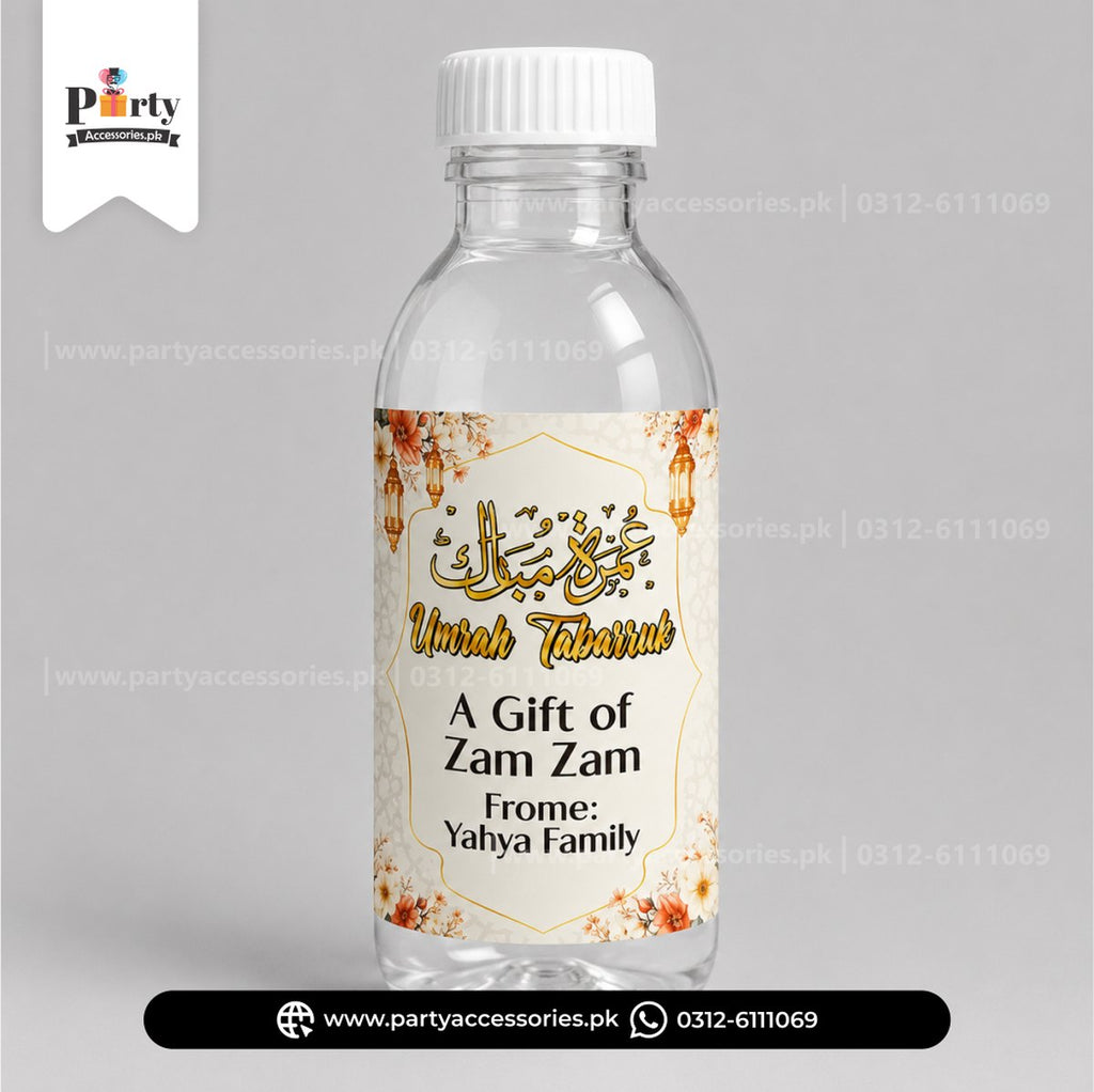Umrah Tabaruk | Customized Zam Zam bottle with lables | pack of 6