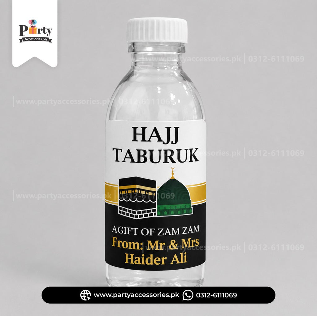 HAJJ Tabaruk | Customized Zam Zam bottle with lables | pack of 6