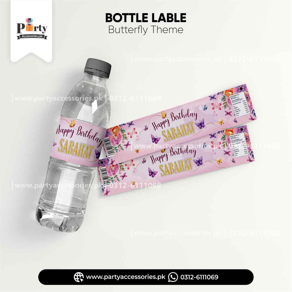 Customized Bottle Label Wraps in Butterfly Theme