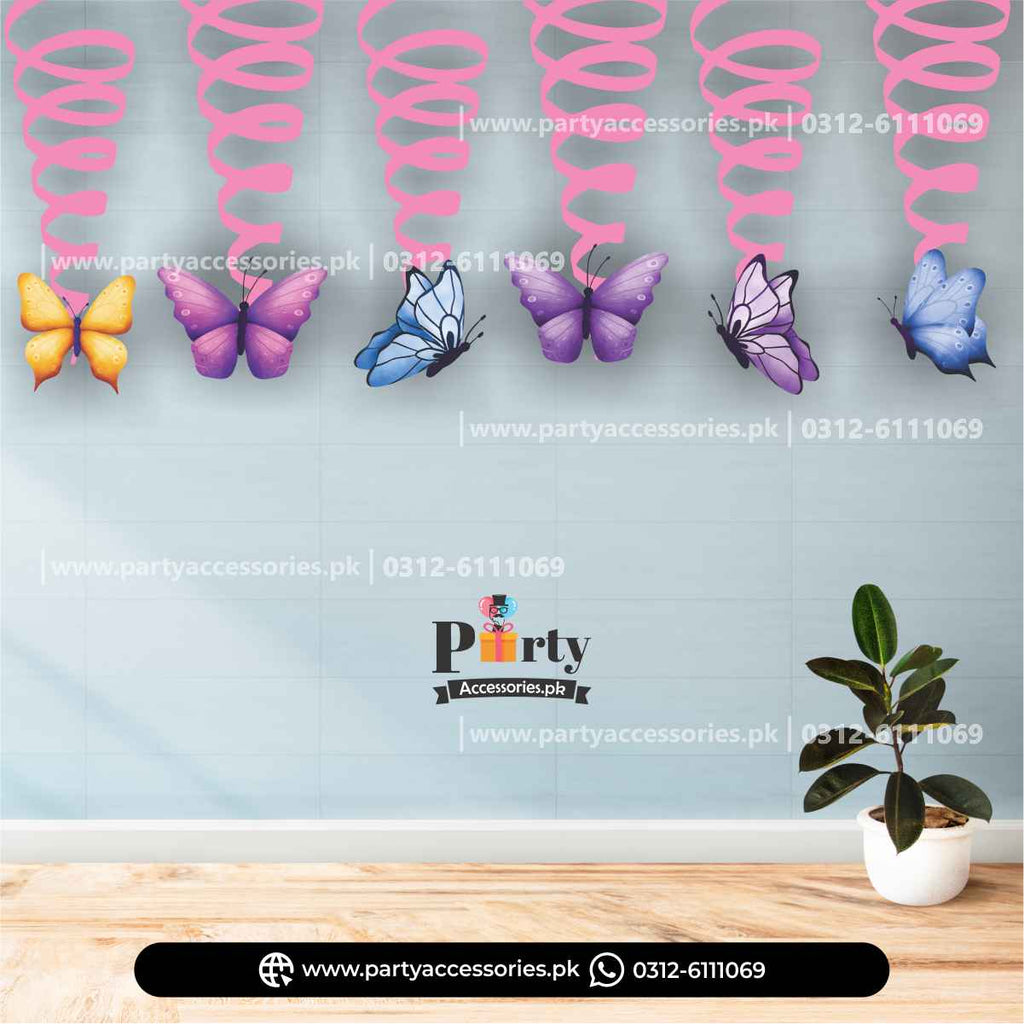 Butterfly theme spiral hanging swirls for party decoration 