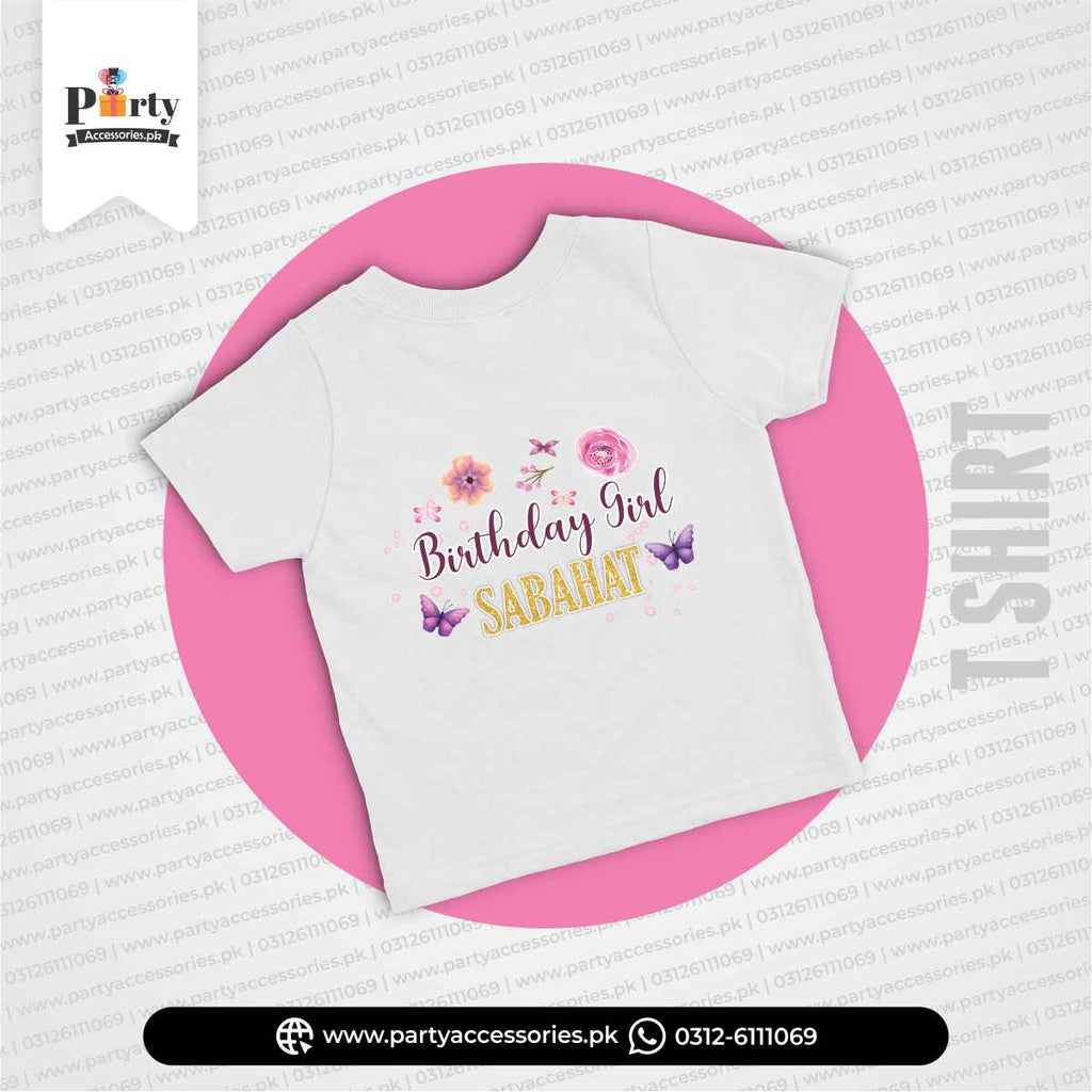 Butterfly Theme Customized Birthday Kids T-Shirts For Birthday Parties Celebration