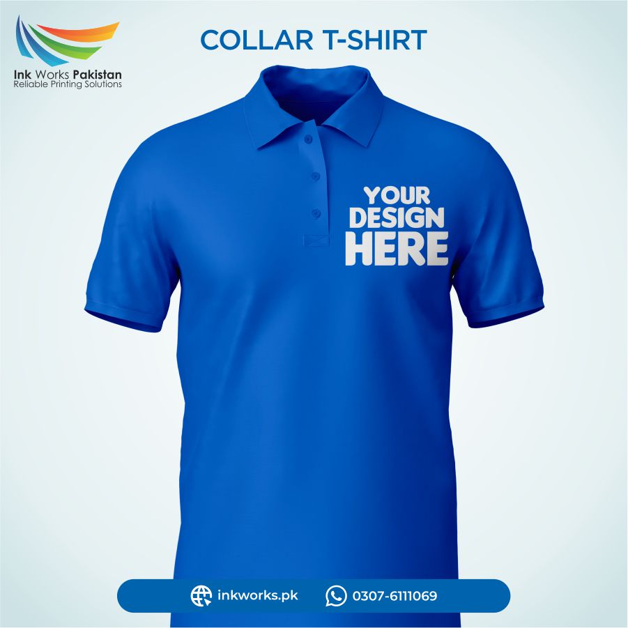 Customized printed t shirt in blue color 

