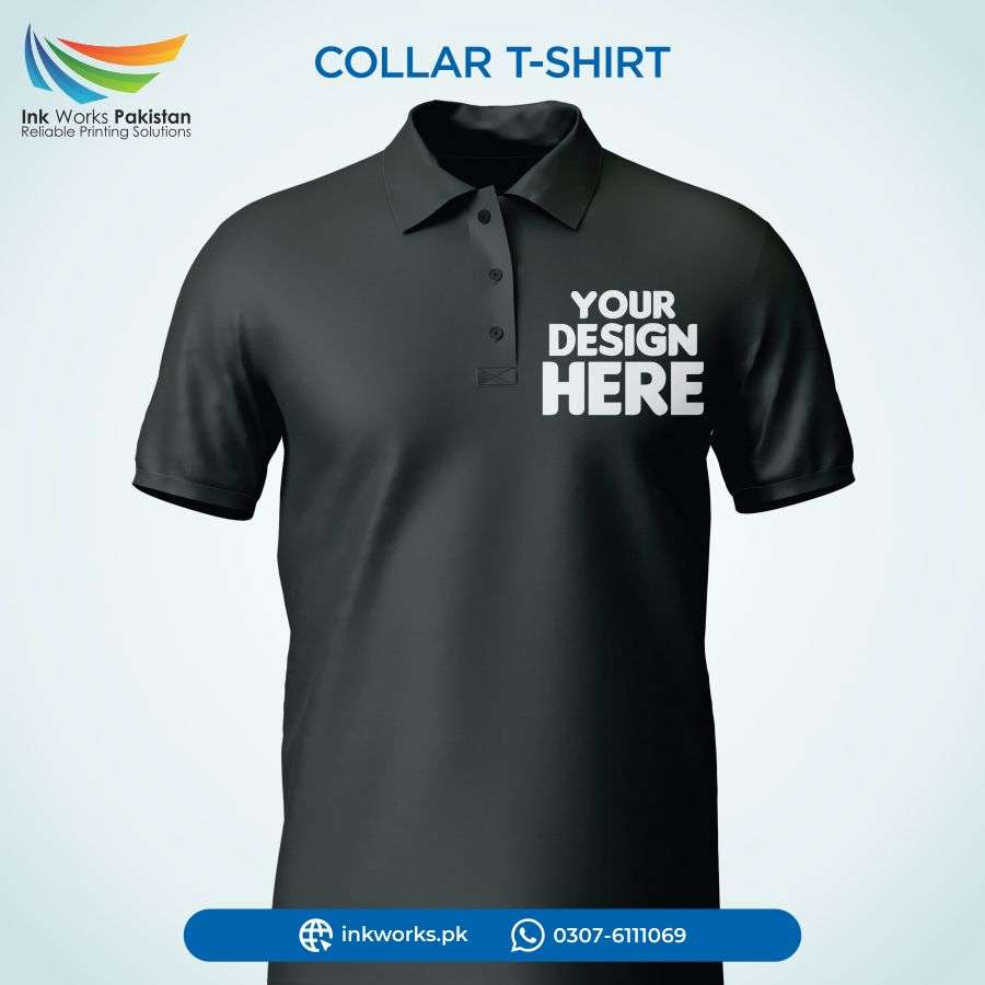 Customized gray color collar t-shirt