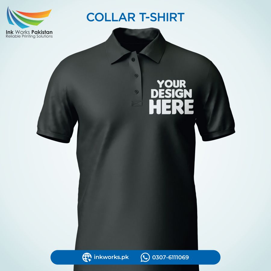 Customized gray color collar t-shirt