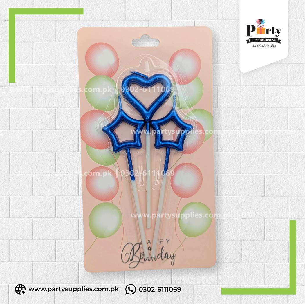 Cake topper Candles in star and heart shape | Pack of 3
