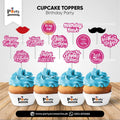 HAPPY BIRTHDAY PINK CUPCAKE TOPPERS 