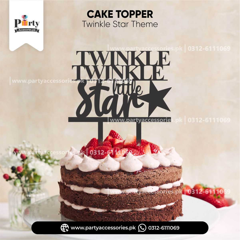 customized wooden cake topper in twinkle star theme