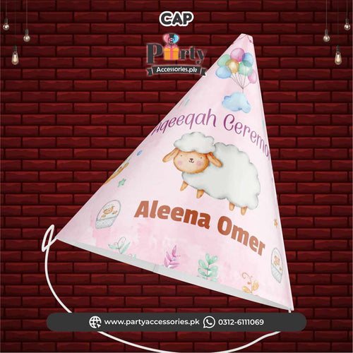 Aqeeqah Customized caps | (pack of 6 pcs) for girl Aqiqah