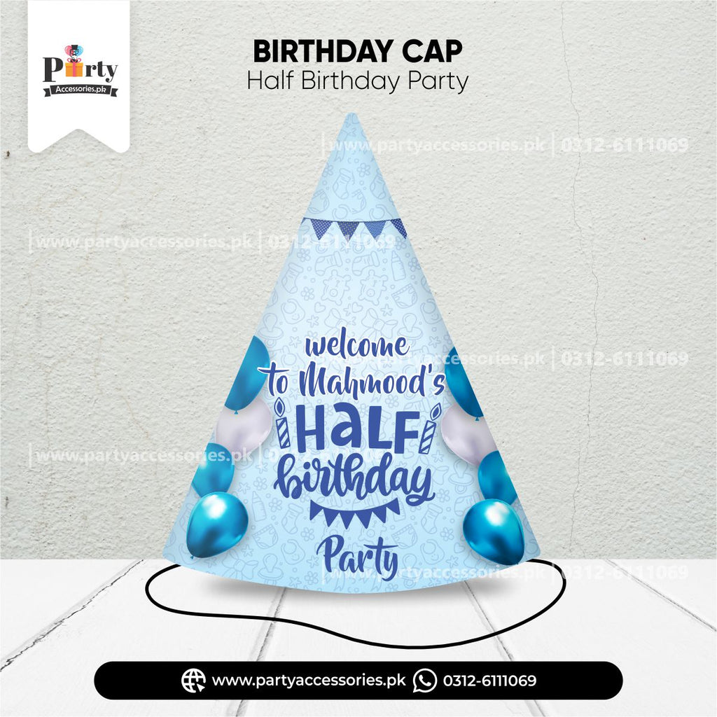 half birthday theme customized cone caps 