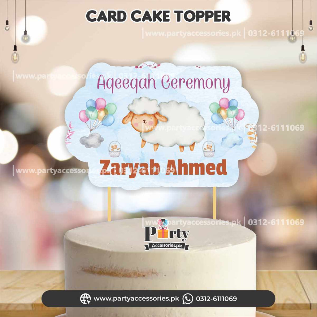 Aqeeqah celebration |cake topper on card for boy Aqiqah