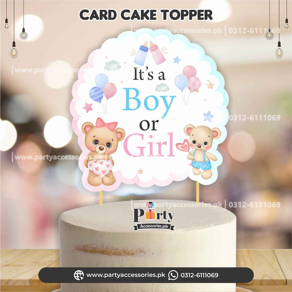 gender reveal party cake topper for table decoration