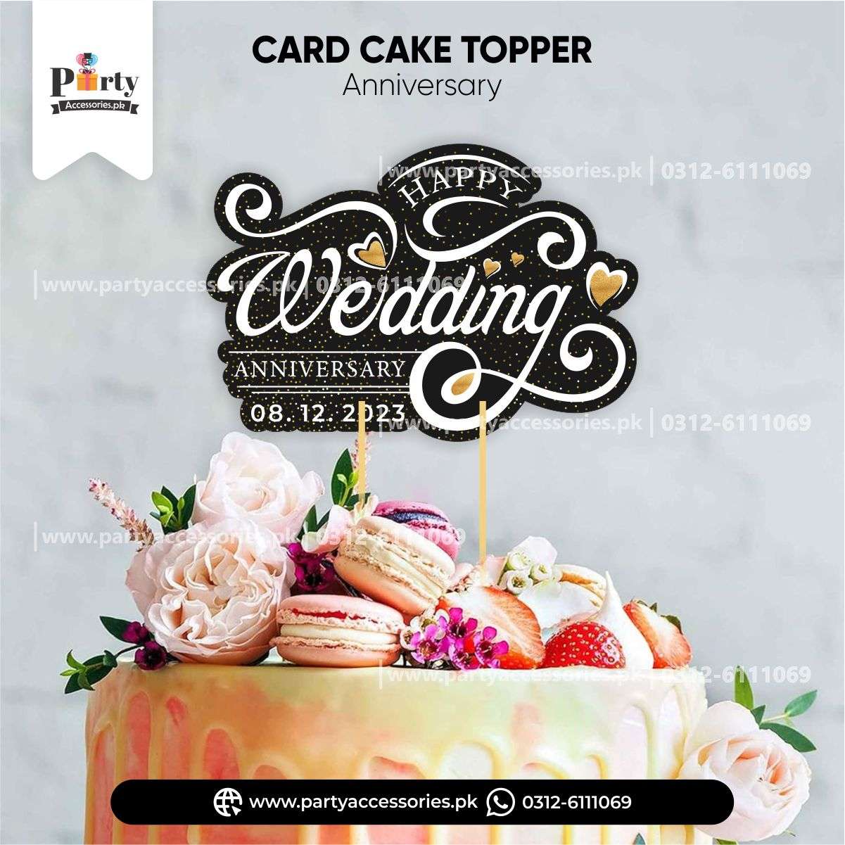 WEDDING ANNIVERSARY CARD CAKE TOPPERS 