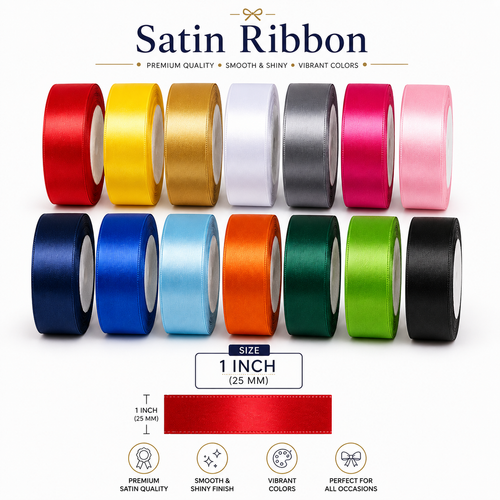 1" (1 Inch) Satin Ribbon Roll for Birthdays, Event & Gift Decoration