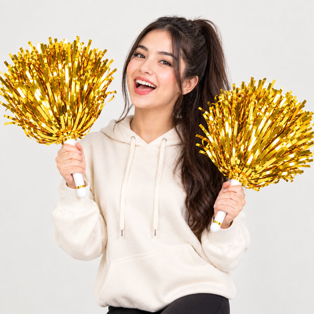 Cheerleading Pom Poms – Shiny Party & Sports Cheer Props