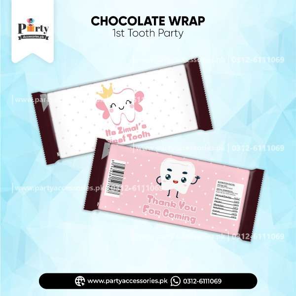 first tooth party chocolate wraps