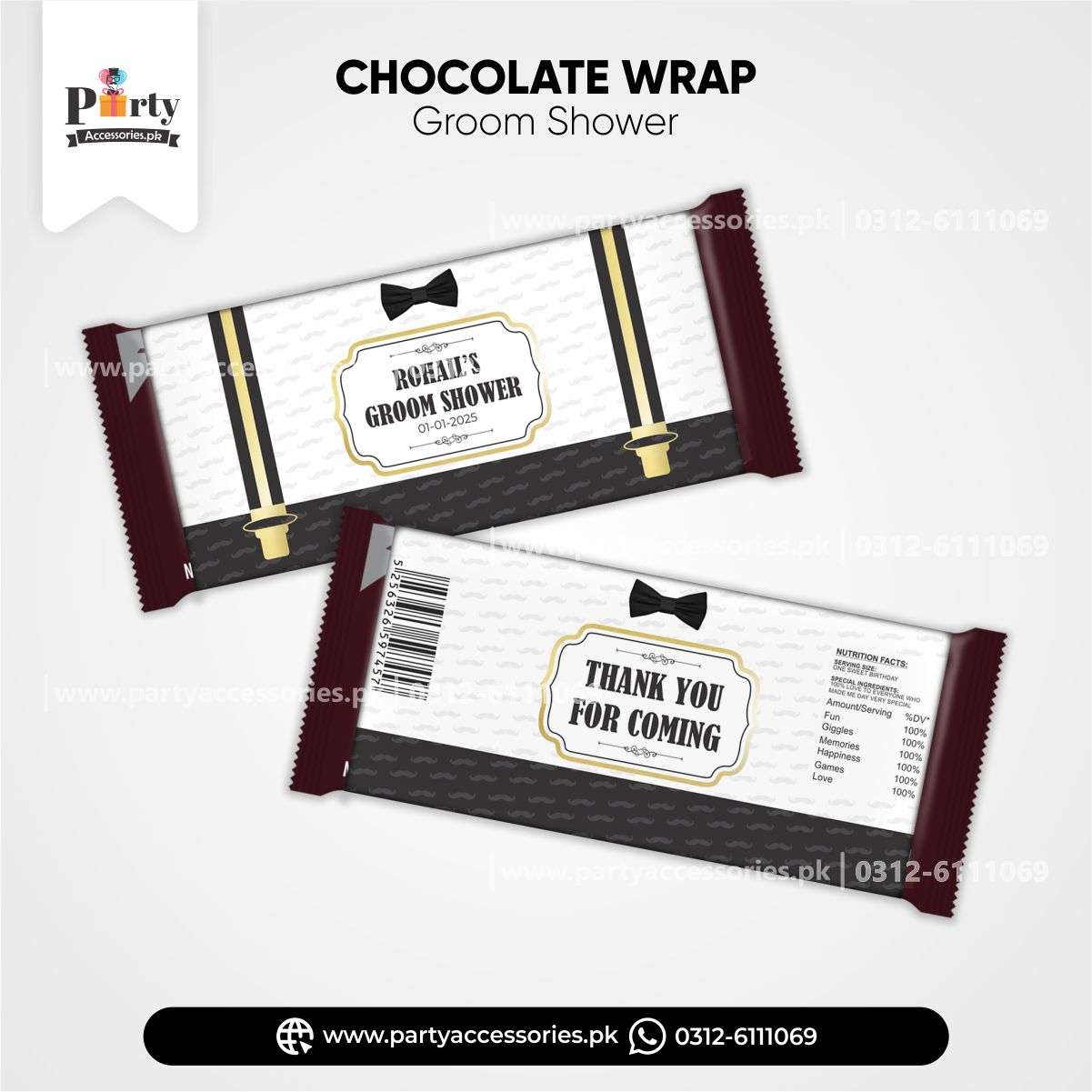 groom to be chocolate wraps personalized 