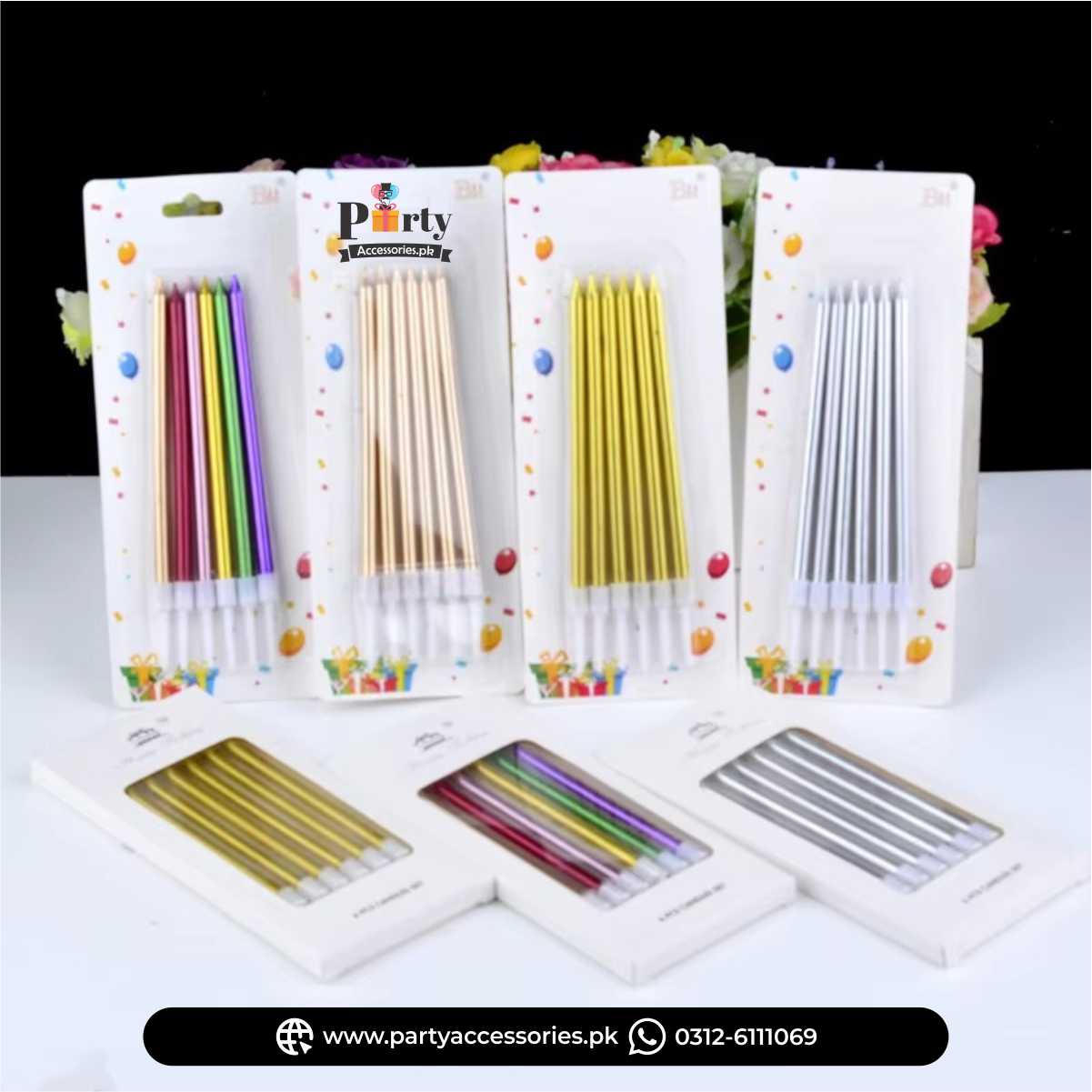 Birthday party chrome colors candles 
