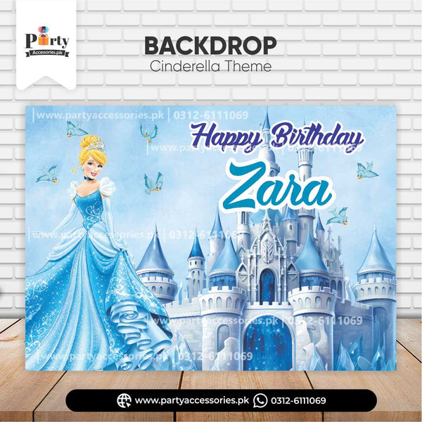 Customized backdrop for birthday wall decoration in Cinderella theme