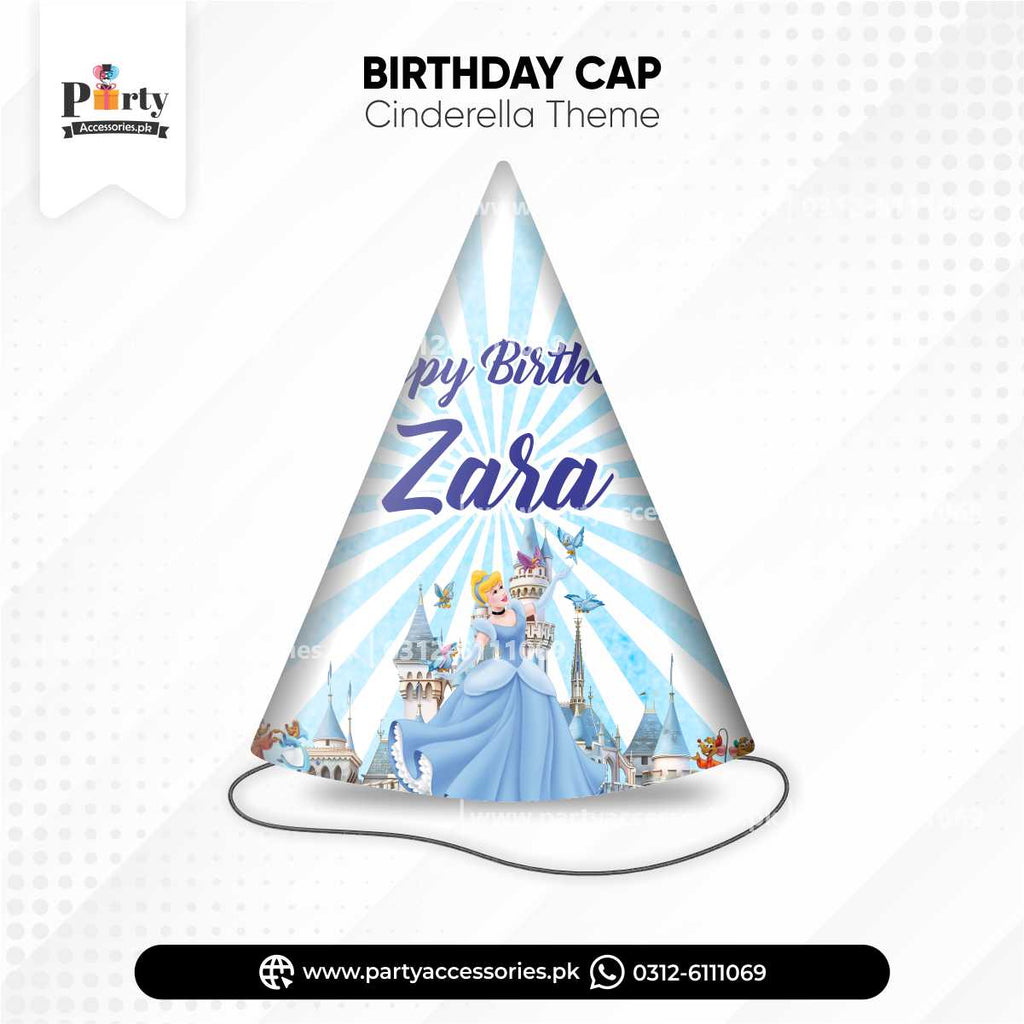 Cinderella Theme Customized Cone Shape Caps for Birthday Party Celebration