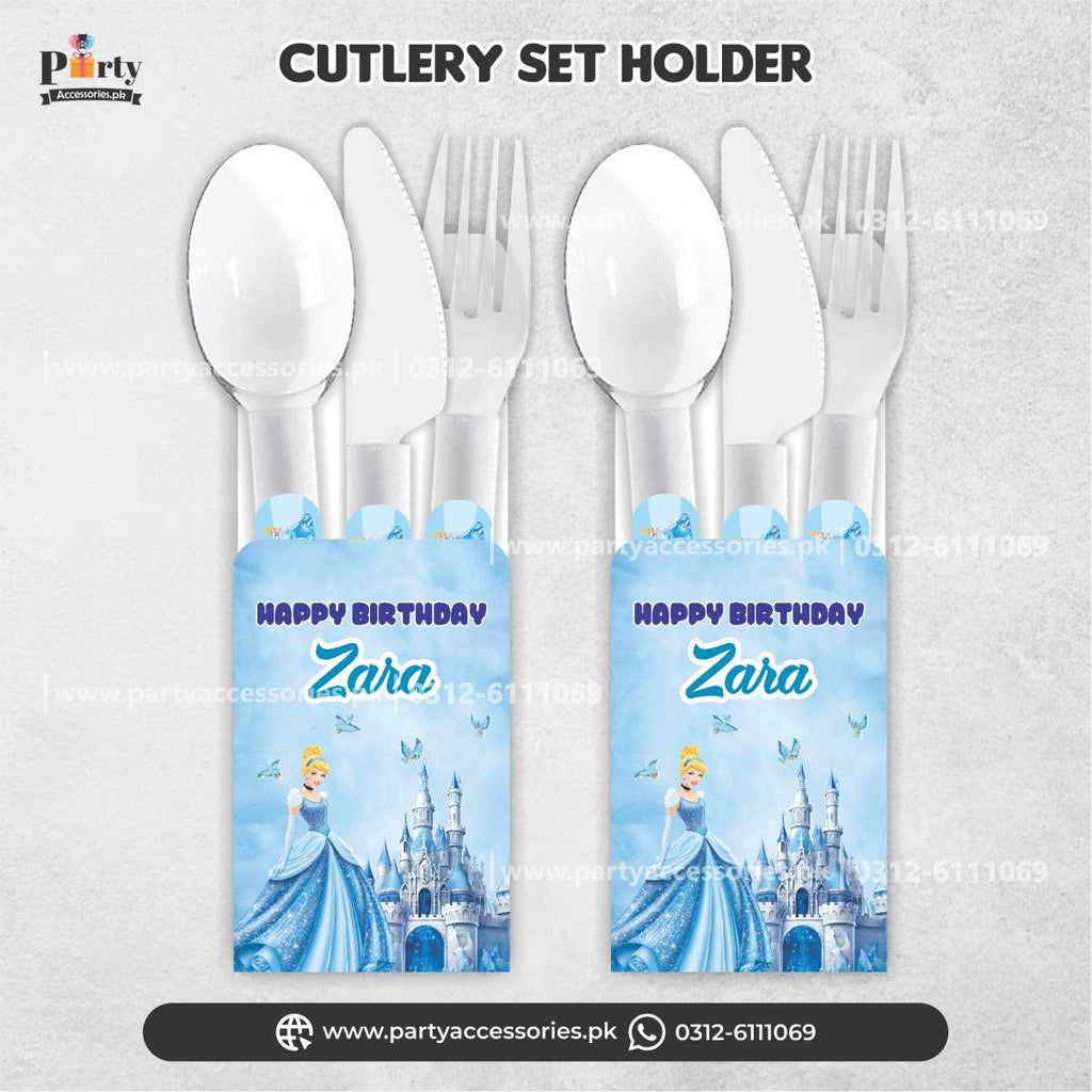 Cinderella Theme Customized Cutlery Set with holder for Birthday Decoration