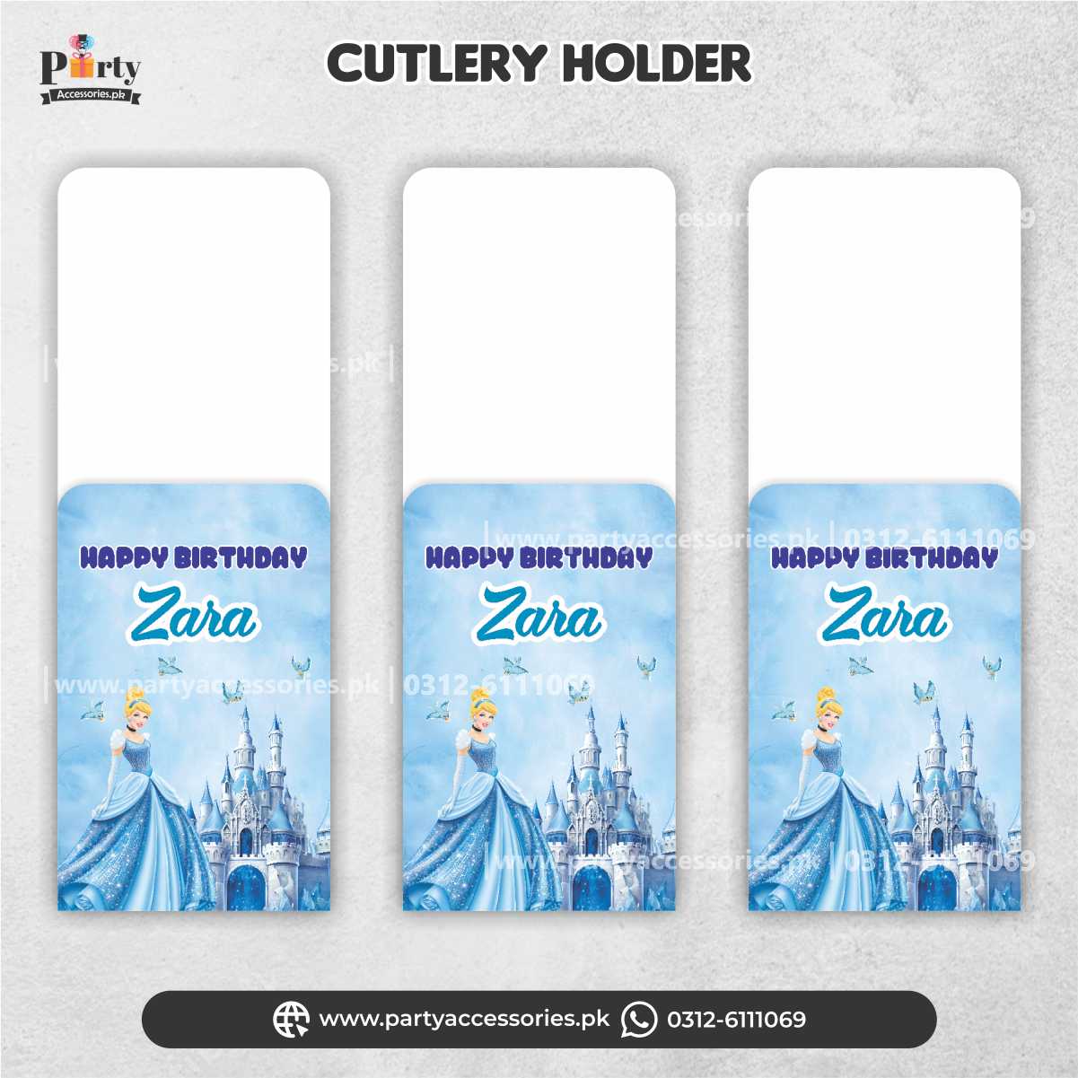 Cinderella Theme Customized Cutlery holders for Party Decoration