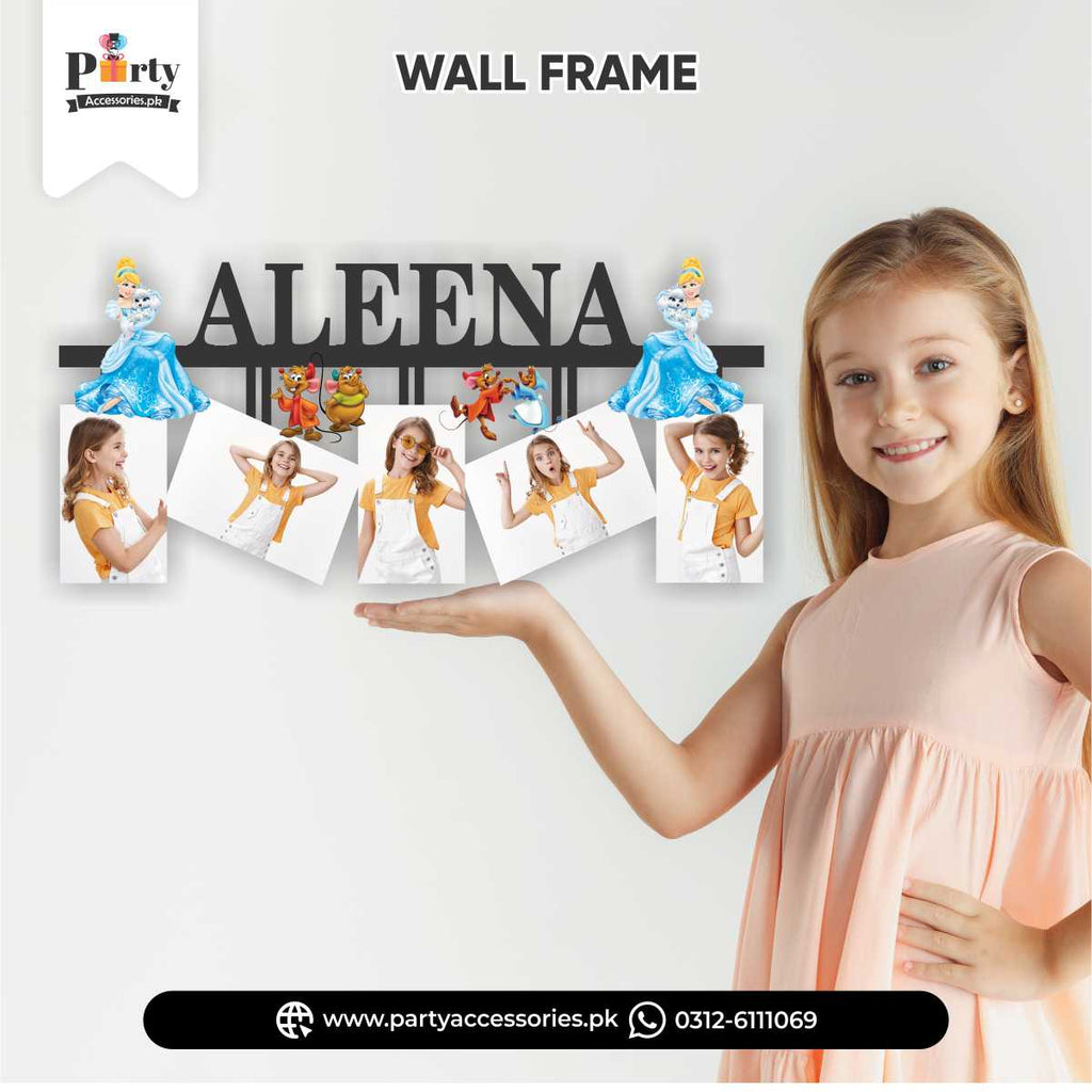 Cinderella Theme Customized Wall Name Frame With 5 Images for Wall Decoration