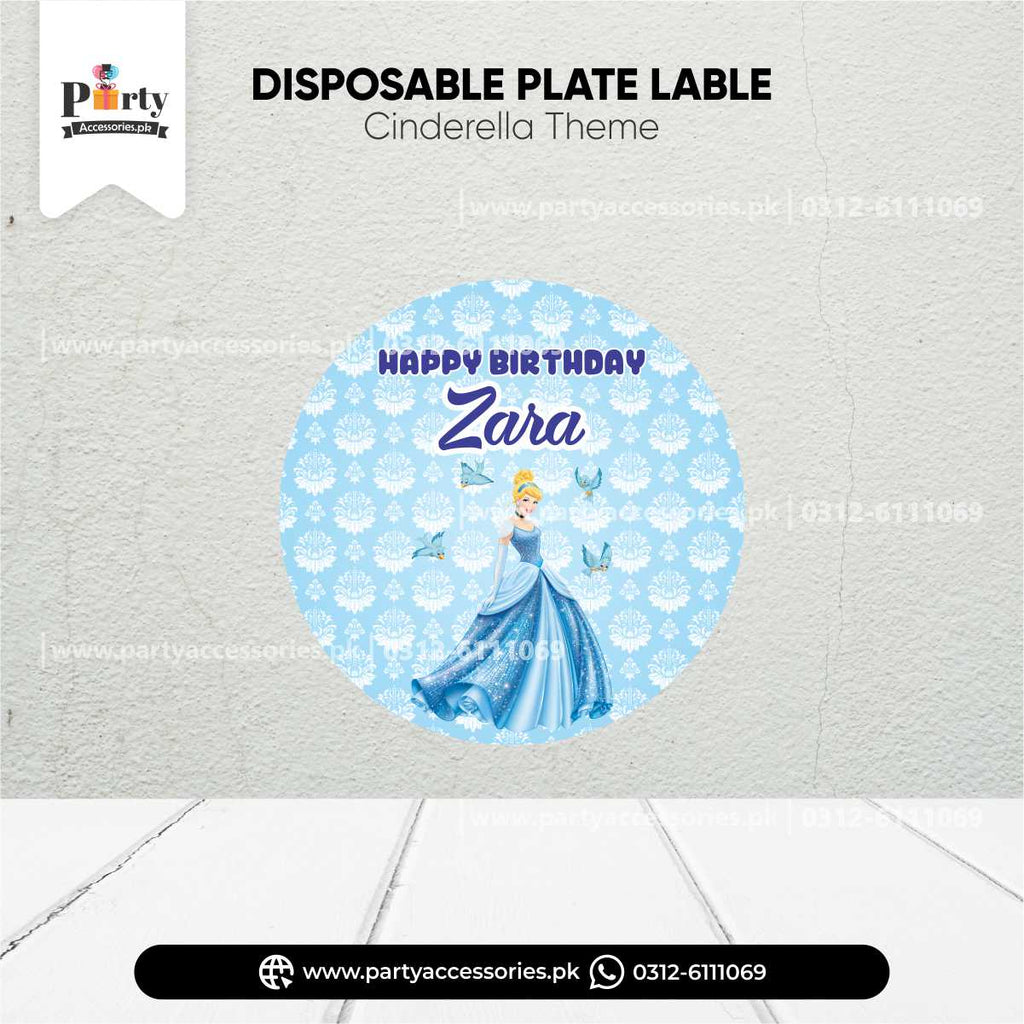 Cinderella Theme Disposable Plates Custom Labels