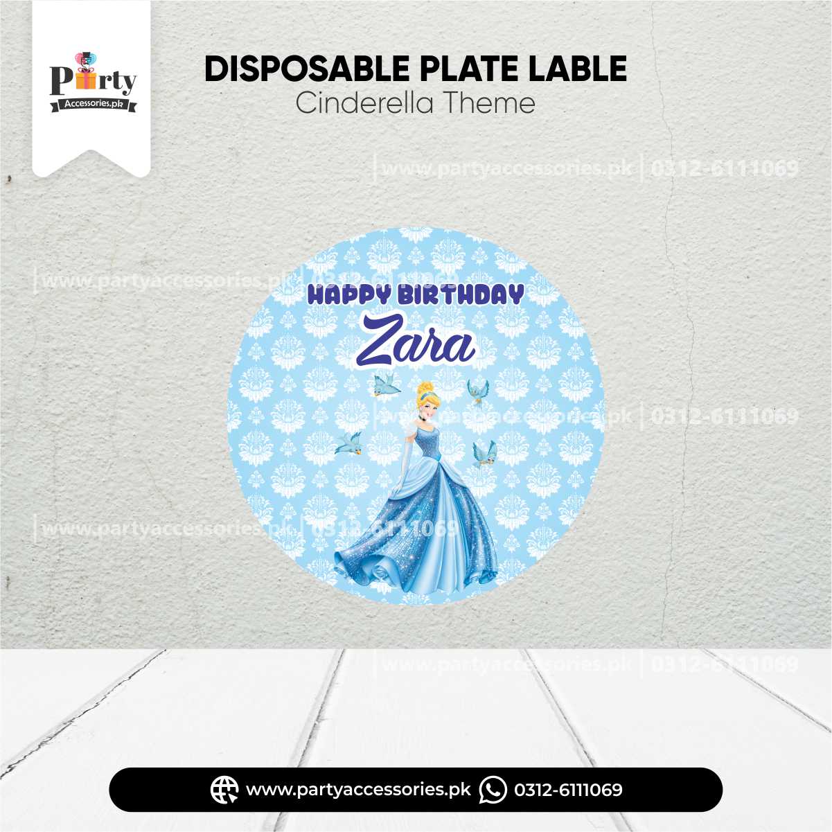 Cinderella Theme Disposable Plates Custom Labels