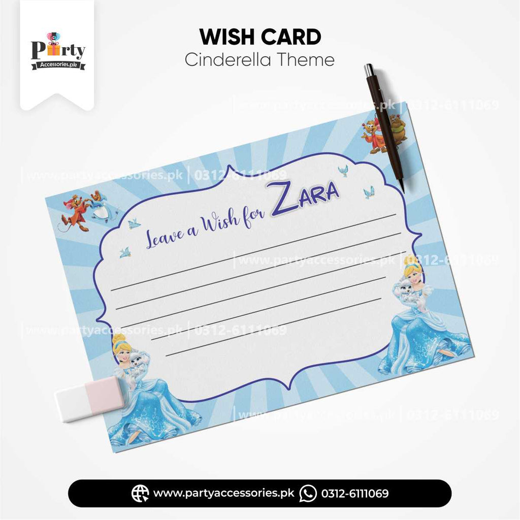 Cinderella Theme Customized Wish Cards for Birthday Party Decoration