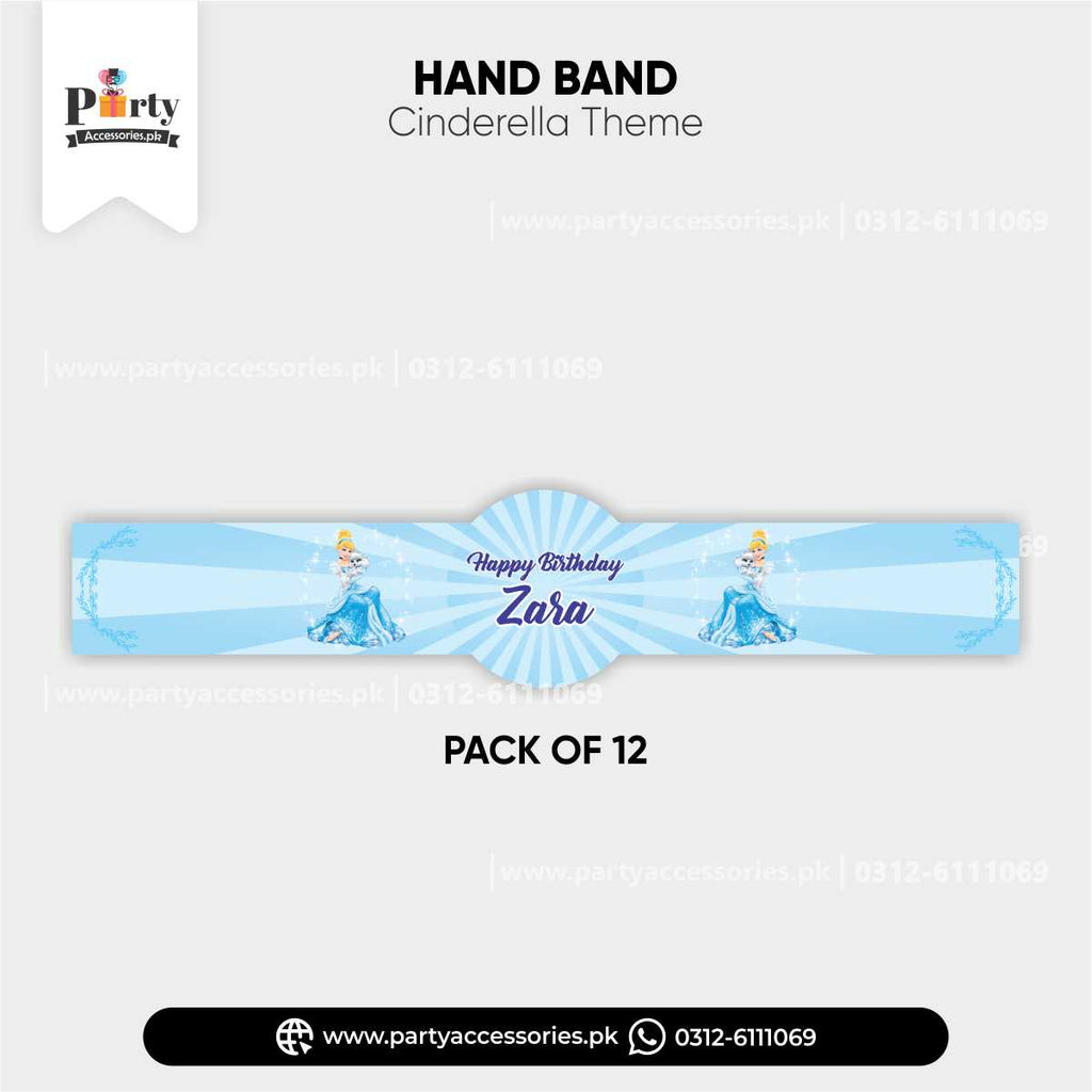 Birthday paty celebration Customized Hand / Wrist Band in Cinderella Theme 