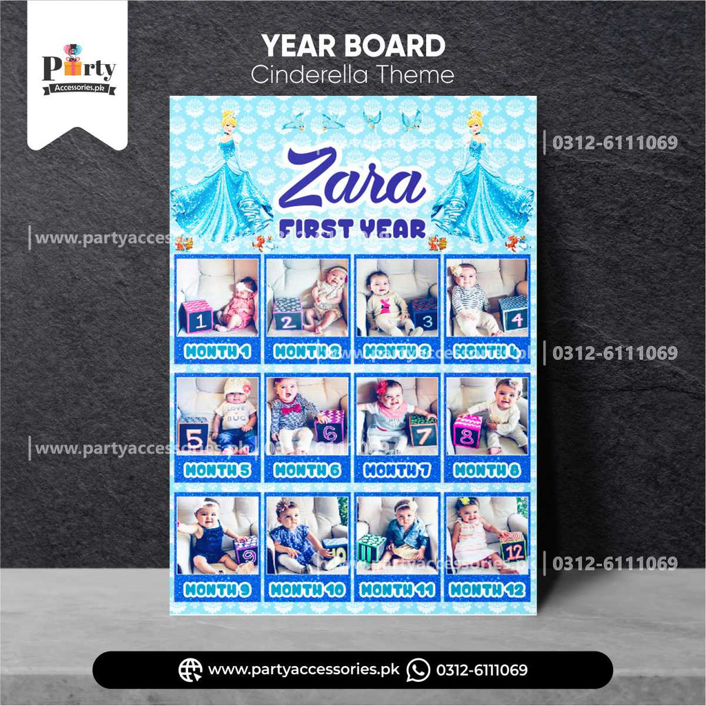 Cinderella Theme Customized Month Wise Year Picture Board for Wall Decoration