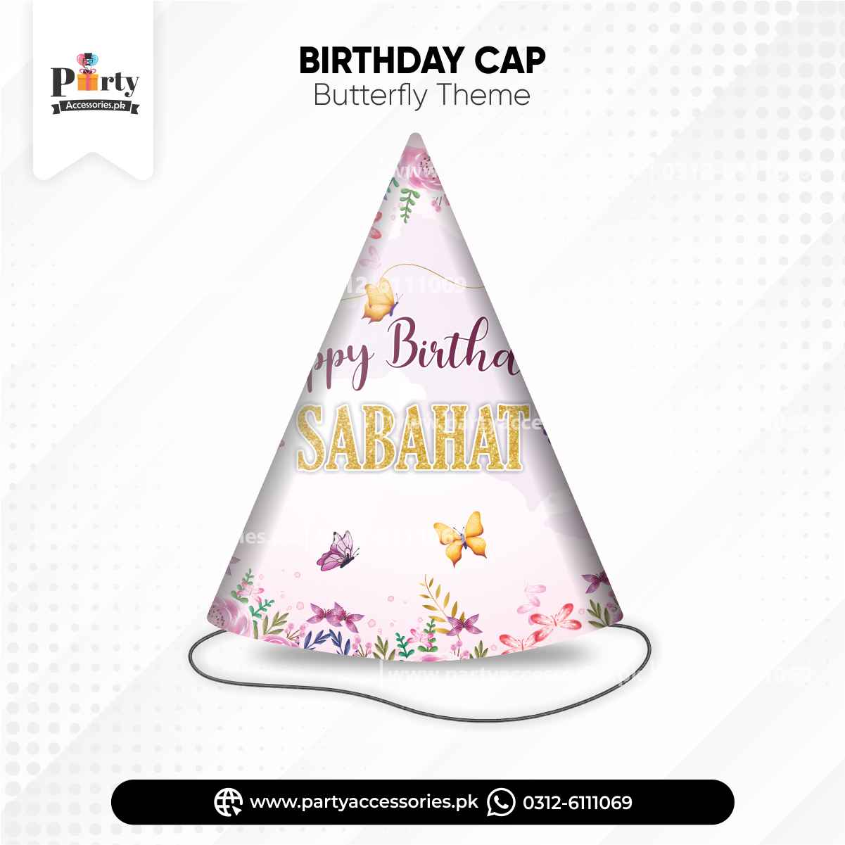 Customized Cone Shape Caps In Butterfly Theme