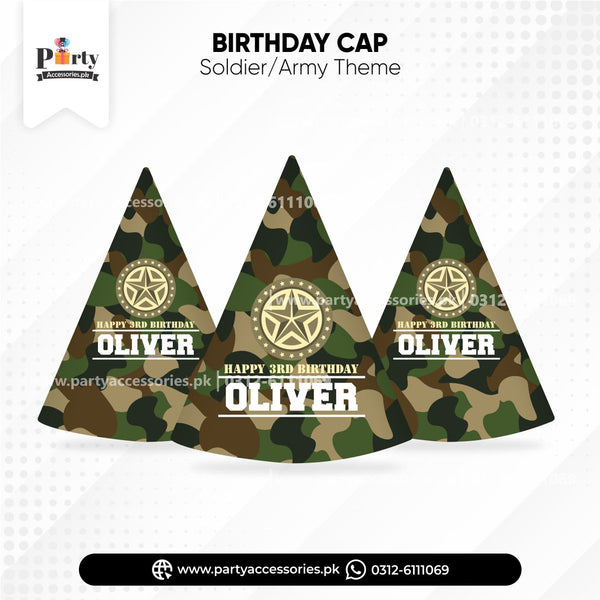 Army soldier theme customized birthday caps