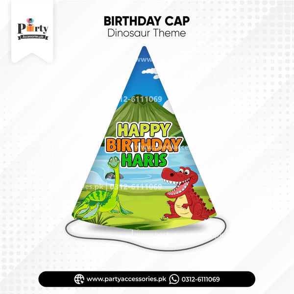 dinosaur theme customized birthday party cone caps 