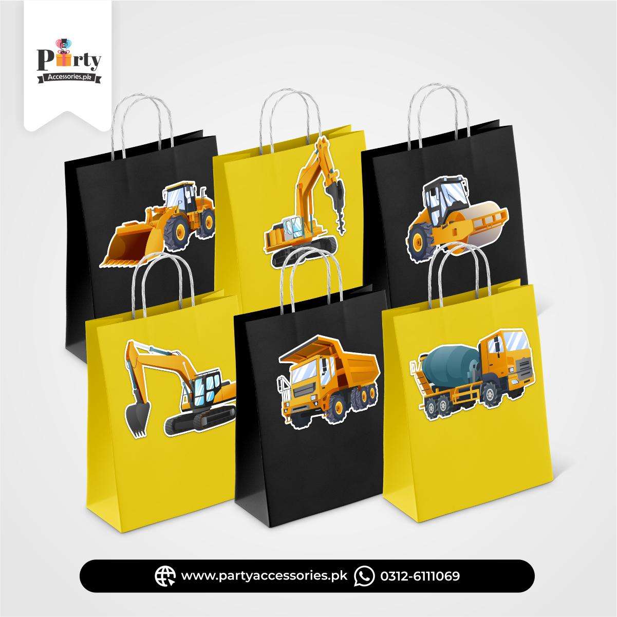Construction Theme Birthday Cutout Goody Bags | Premium Party Favors 6 pcs Pack
