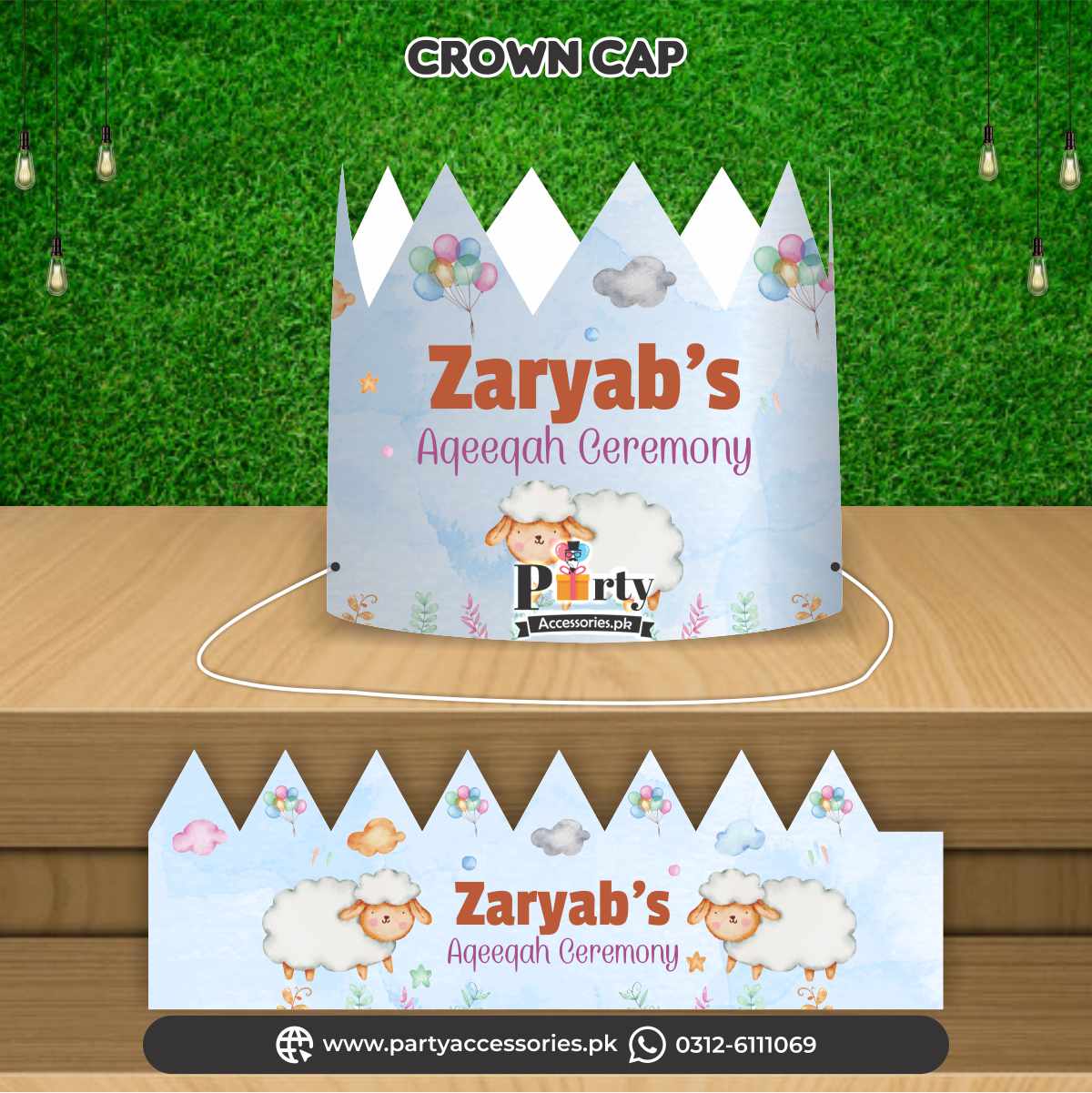 Aqeeqah decorations | Customized Crown Cap for boy Aqiqah