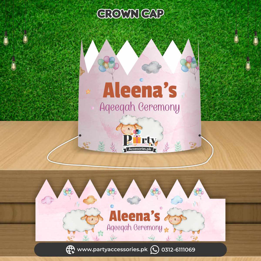 Aqeeqah decorations | Customized Crown Cap for girl Aqiqah