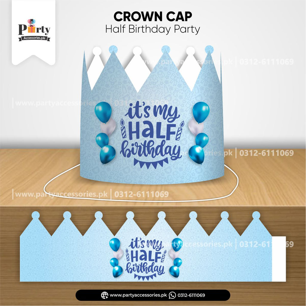 Half birthday theme decorations Crown Cap for Boy