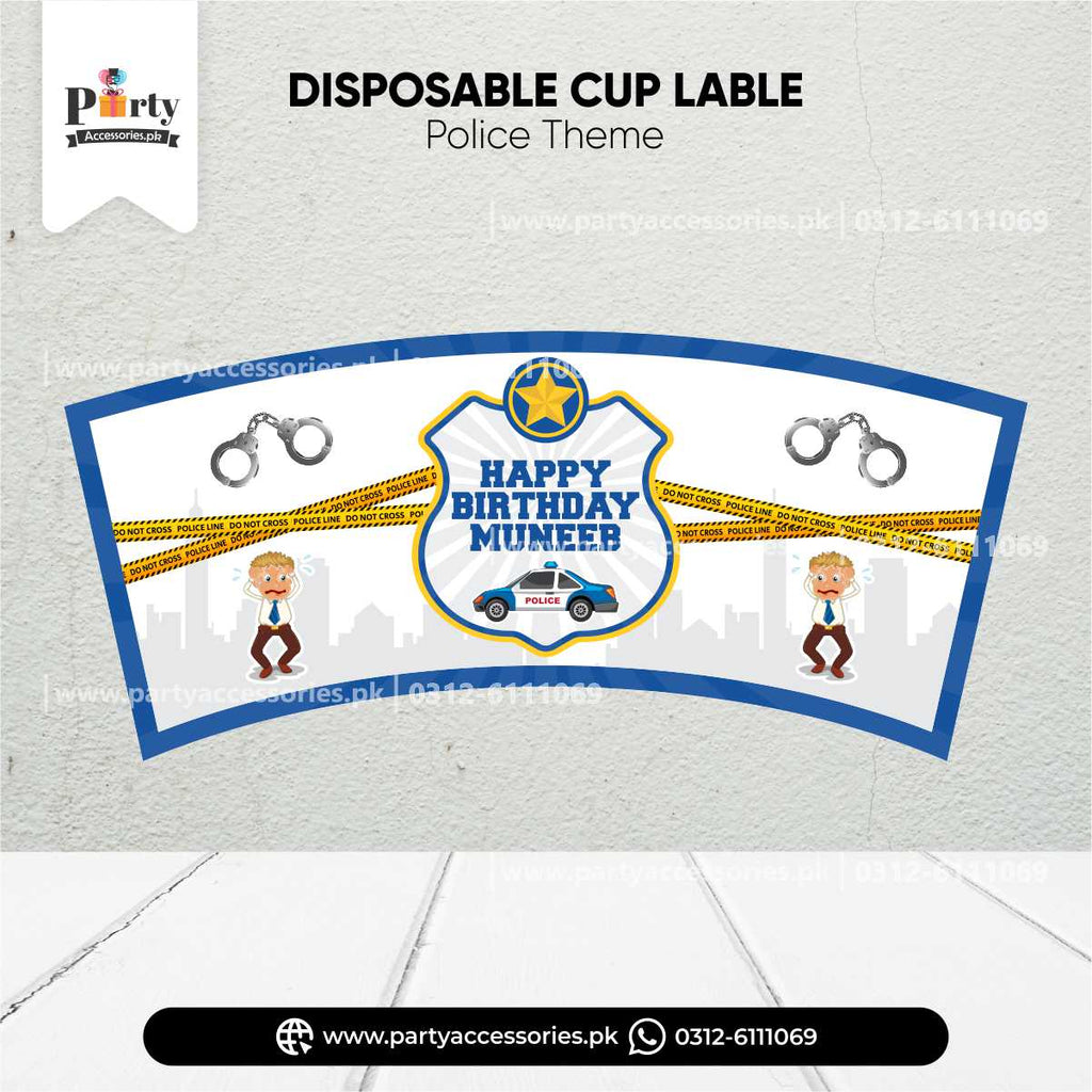 POLICE THEME CUSTOMIZED CUPS LABELS