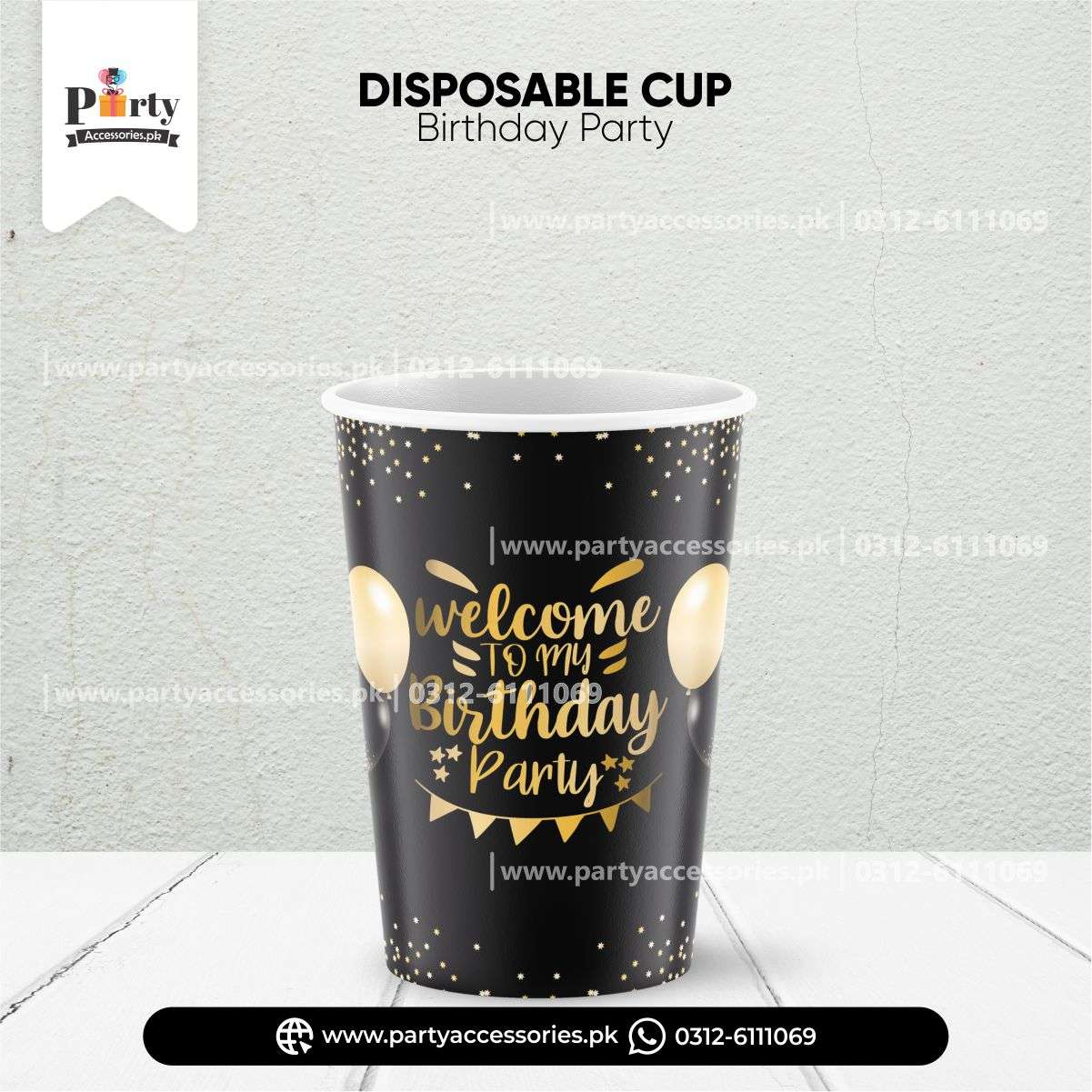 disposable cups black in color for birthday party decoration 